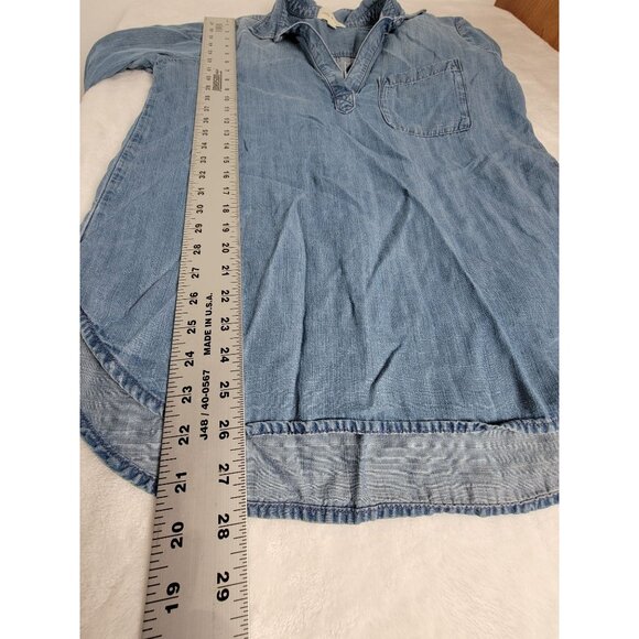 Cloth & Stone Womens Medium Chambray Long Sleeve Popover Shirt Top Blue Casual - Picture 8 of 8
